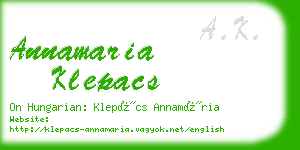 annamaria klepacs business card